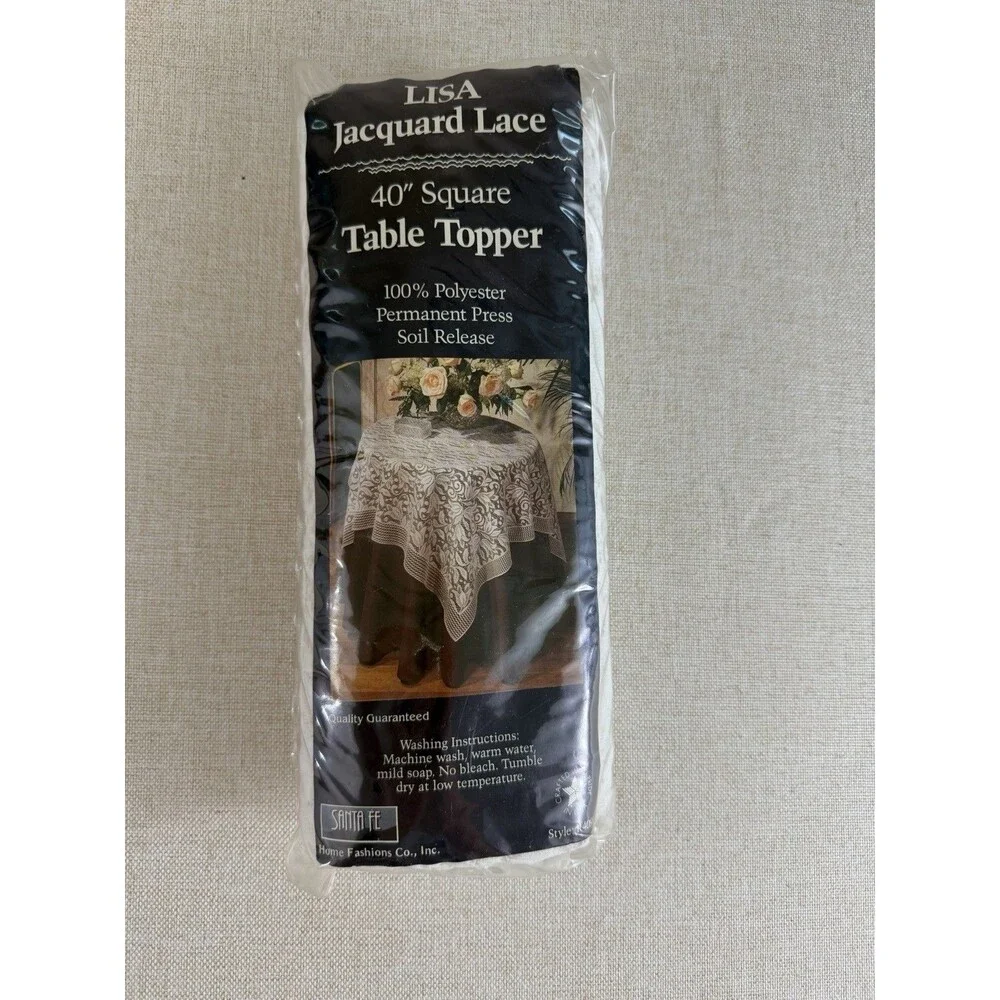 Vintage Santa Fe Lisa Jacquard Lace 40” Table Topper White Cottagecore NOS
